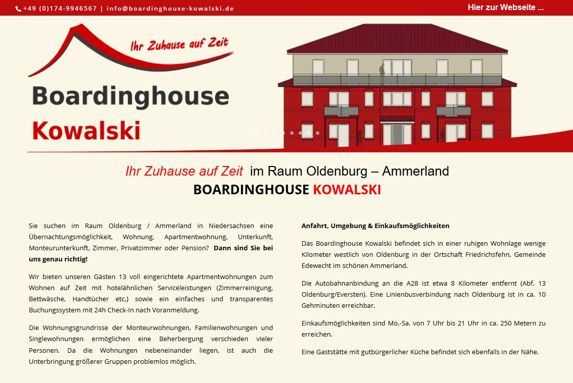 Ferienwohnungen und Monteurzimmer Oldenburg Boardinghouse Kowalski